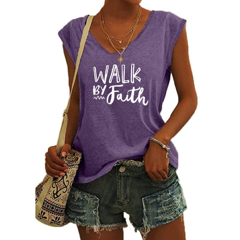 WALK faith Blessed shirts for women drop  t-shirts american clothing tshirts with tshirt custom logo printed y2k cotton shirt