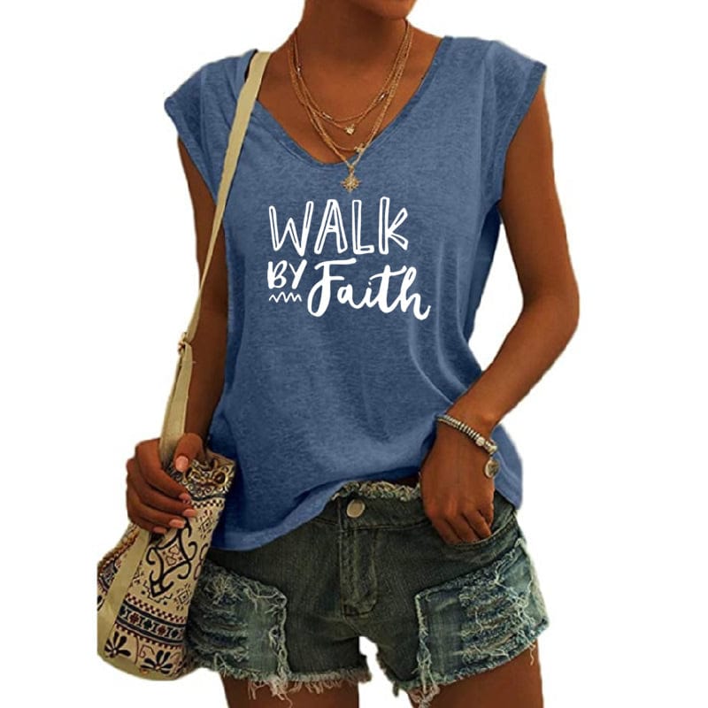 WALK faith Blessed shirts for women drop  t-shirts american clothing tshirts with tshirt custom logo printed y2k cotton shirt