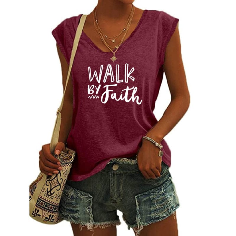 WALK faith Blessed shirts for women drop  t-shirts american clothing tshirts with tshirt custom logo printed y2k cotton shirt