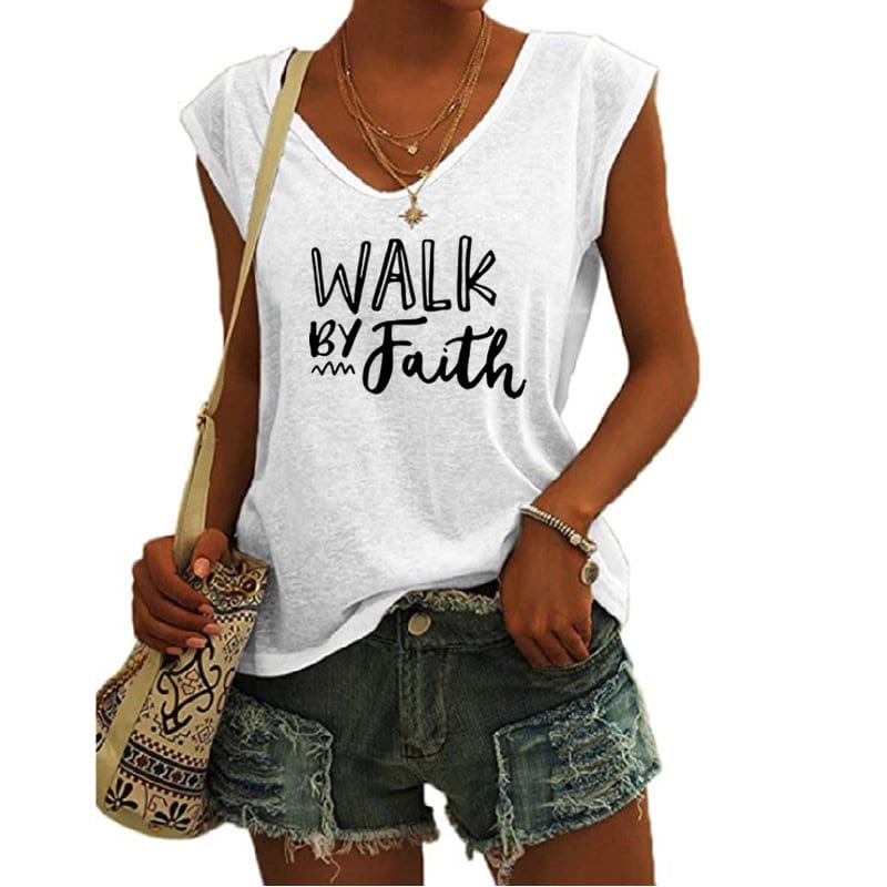 WALK faith Blessed shirts for women drop  t-shirts american clothing tshirts with tshirt custom logo printed y2k cotton shirt