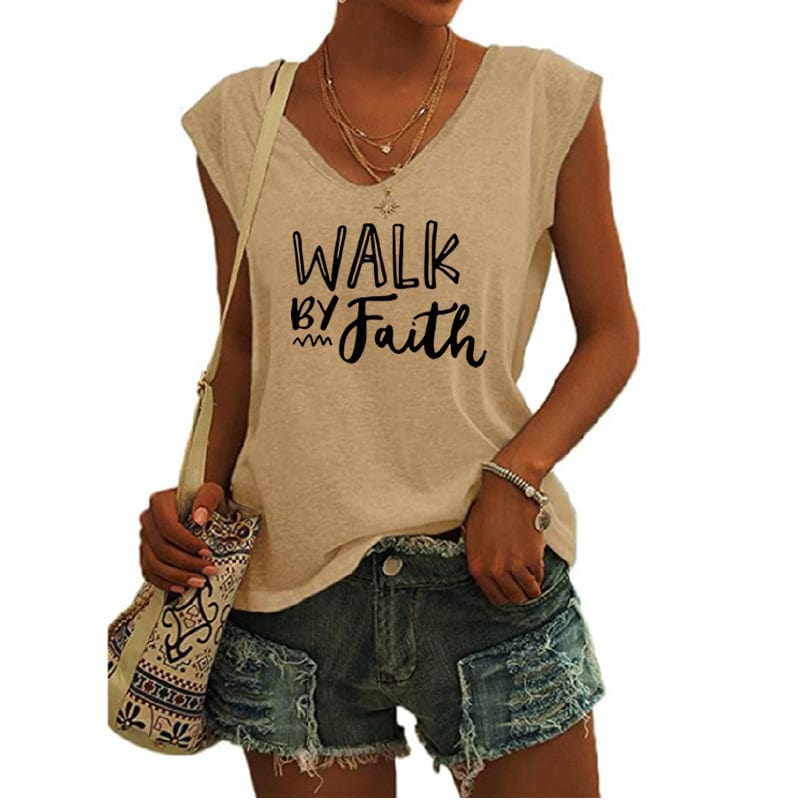 WALK faith Blessed shirts for women drop  t-shirts american clothing tshirts with tshirt custom logo printed y2k cotton shirt