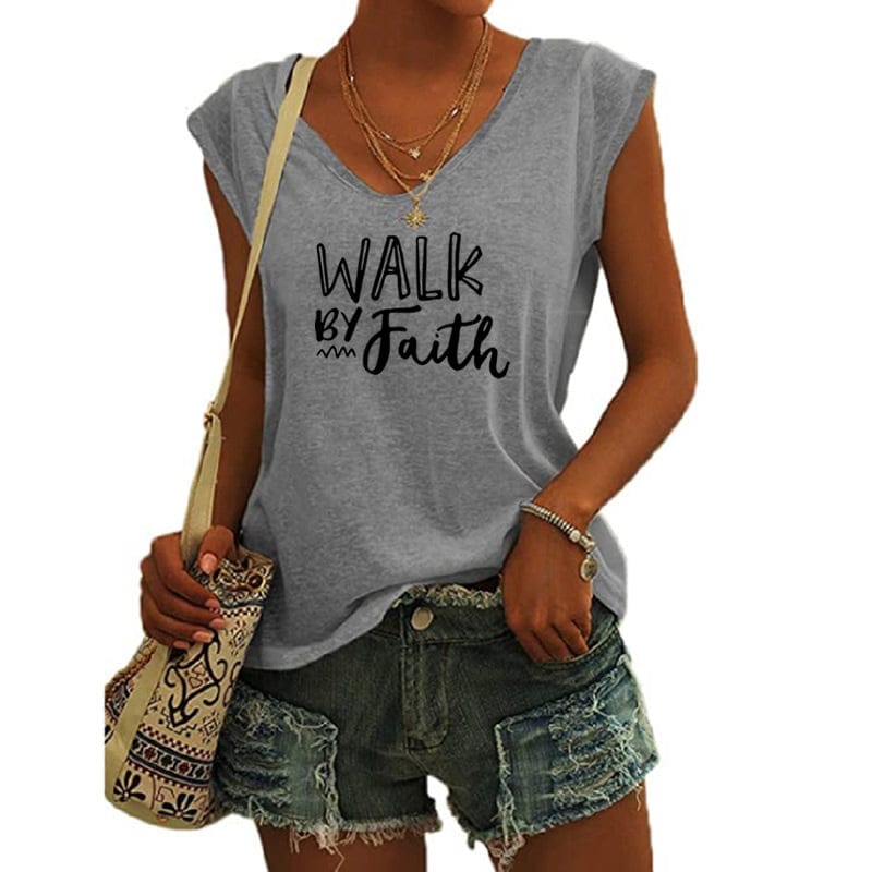 WALK faith Blessed shirts for women drop  t-shirts american clothing tshirts with tshirt custom logo printed y2k cotton shirt
