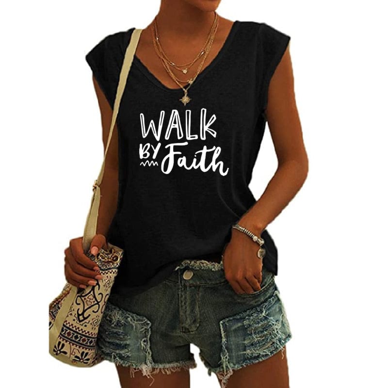 WALK faith Blessed shirts for women drop  t-shirts american clothing tshirts with tshirt custom logo printed y2k cotton shirt