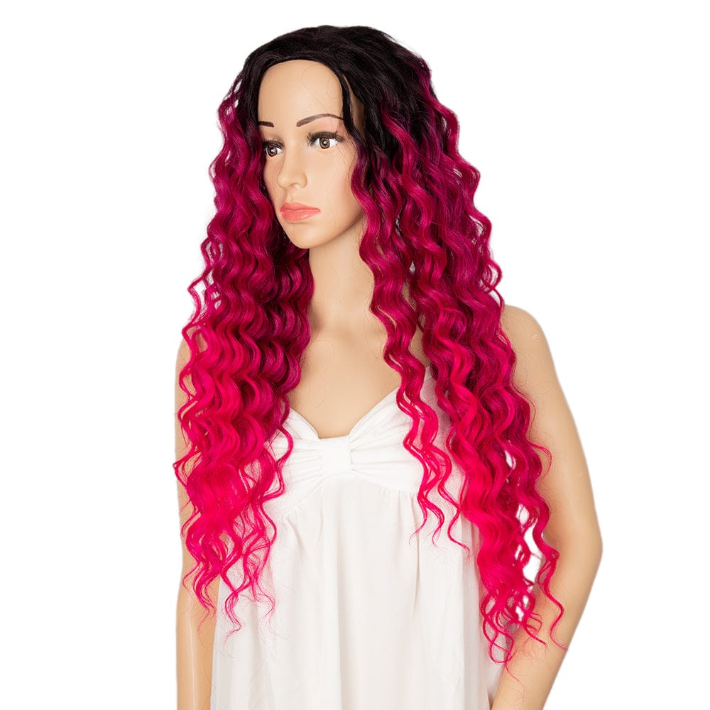 water wave long length sleek top wholesale cheap Glueless Wig water wave Heat Resistant Fiber Synthetic Hair Wigs for women