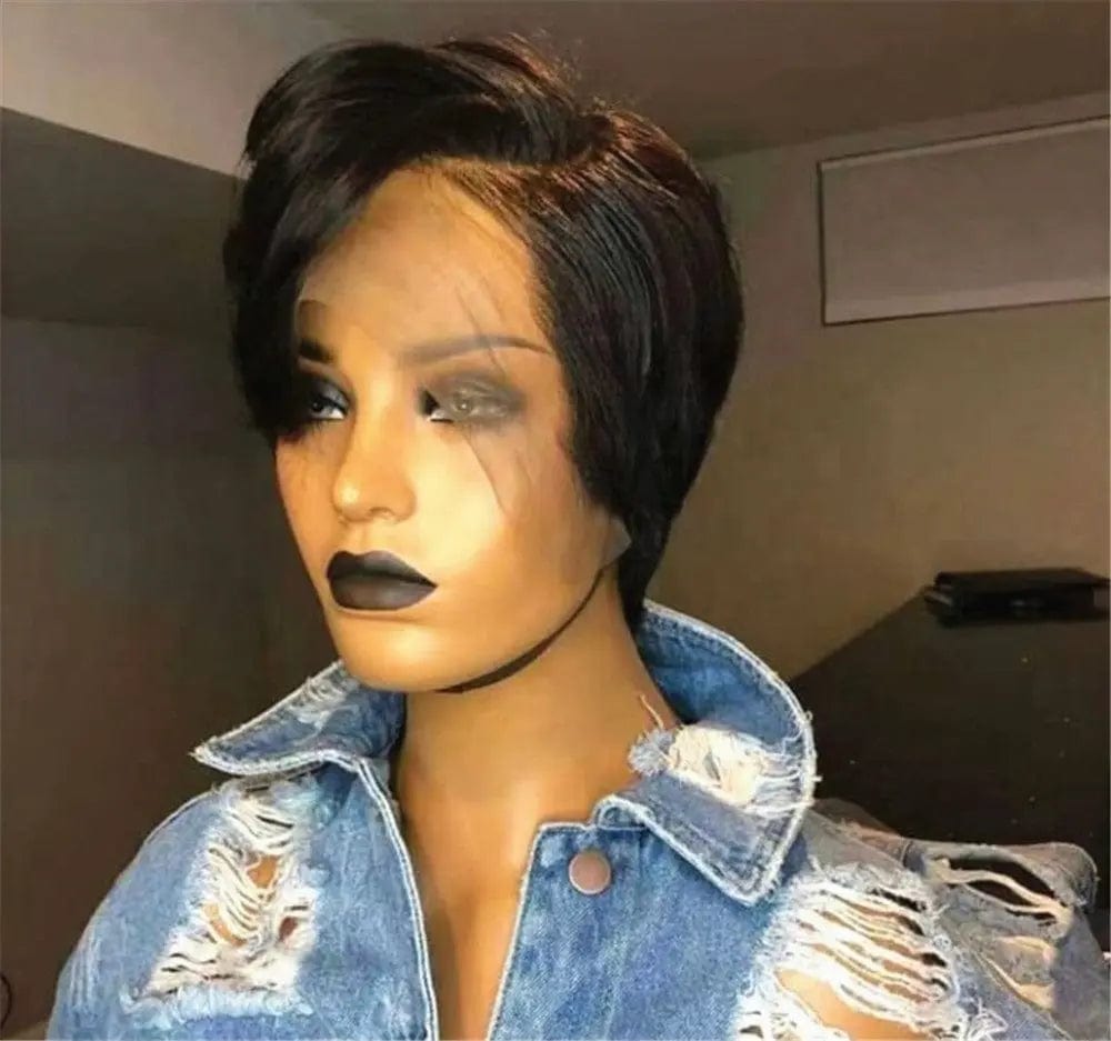 Water Wave Short Bob Natural Color Lace Front Wig Pre-plucked Unprocessed 8 Inch Remy Hair Lace Front Wigs