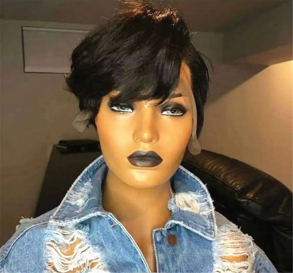 Water Wave Short Bob Natural Color Lace Front Wig Pre-plucked Unprocessed 8 Inch Remy Hair Lace Front Wigs