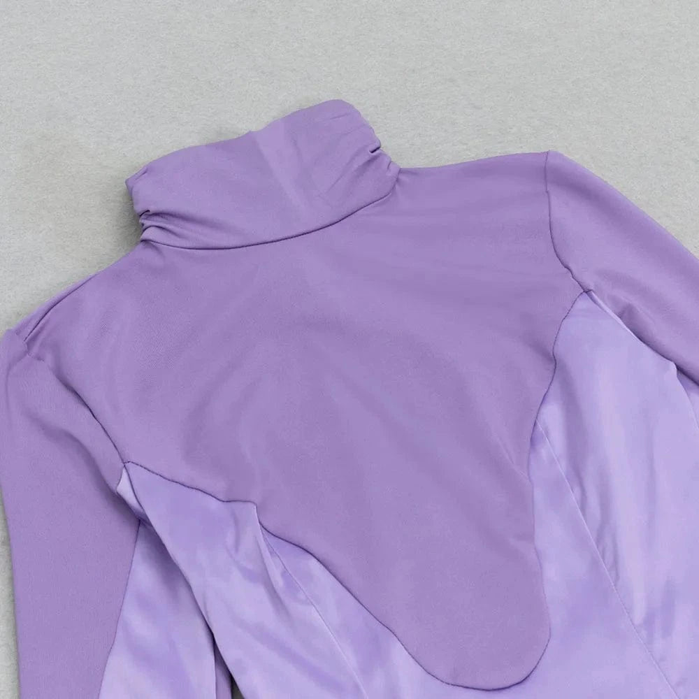 WBH0346 Fashion Purple Half-High Neck Fishtail Evening Dress Long Sleeve High Quality Formal Party Elegant Slim Woman Dresses