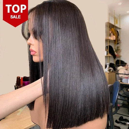 Wear and go human hair wig HD Transparent Lace Frontal wig Brazilian 100% Human Hair Vendors No glue human hair wig
