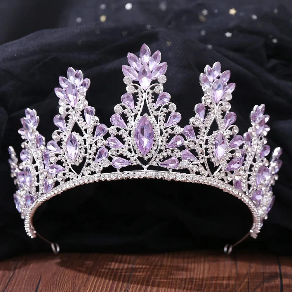 wedding crown for bride Purple Crown Mixed Designs Purple Wedding Bride Rhinestone Crystal Tiaras Crown for Bridal Queens Corona