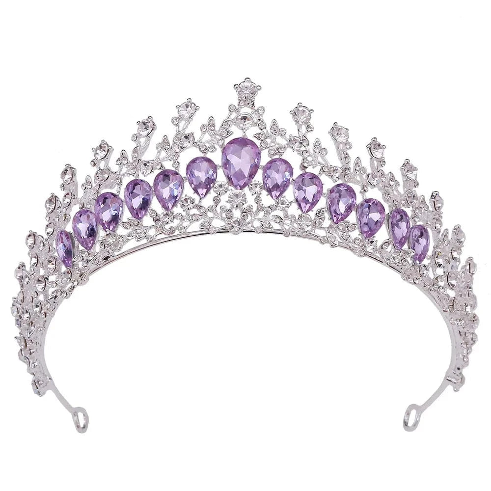 wedding crown for bride Purple Crown Mixed Designs Purple Wedding Bride Rhinestone Crystal Tiaras Crown for Bridal Queens Corona