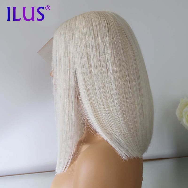 White 60 Colored Lace Frontal Wigs Straight 10 Inch Bob Wigs Short Pixie Cut Full HD Lace Front Human Hair Wigs For Black Women