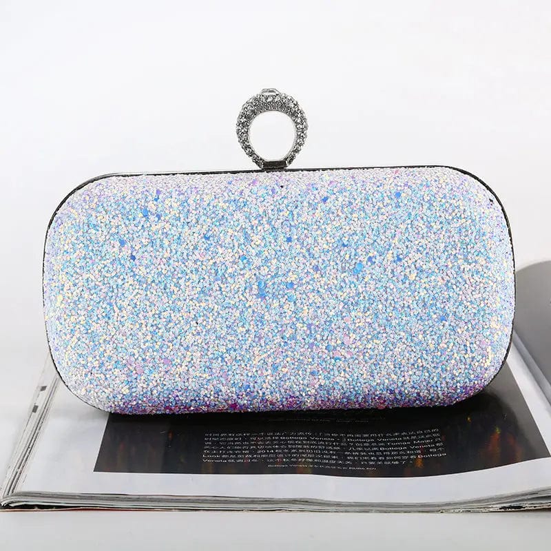White Factory direct wholesale brand new evening bag dazzling fabric satin lining ring head clutch box for party prom banquet wedding