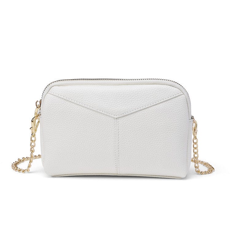 White fashion genuine leather bag chain shoulder bag mini messenger woman crossbody bag for girls