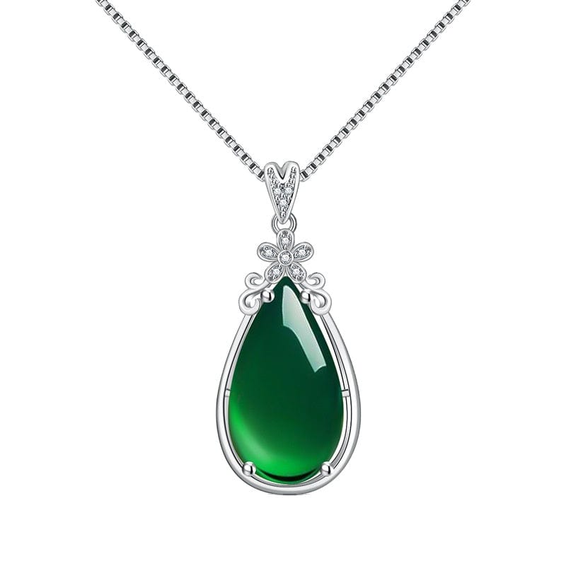 White GOLD&SILVER Island Silver color Emerald Pendant Necklace for Women Men Anillos Emerald Bizuteria Pierscionki Pendants Drop Ship