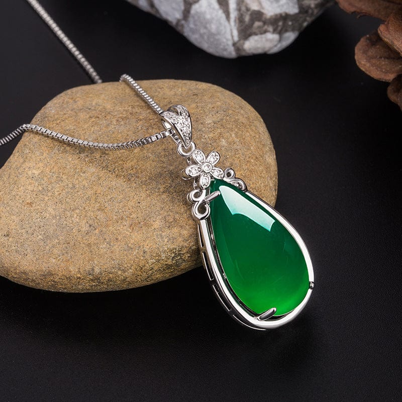 White GOLD&SILVER Island Silver color Emerald Pendant Necklace for Women Men Anillos Emerald Bizuteria Pierscionki Pendants Drop Ship