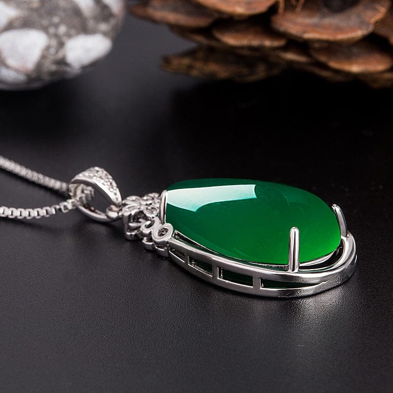 White GOLD&SILVER Island Silver color Emerald Pendant Necklace for Women Men Anillos Emerald Bizuteria Pierscionki Pendants Drop Ship
