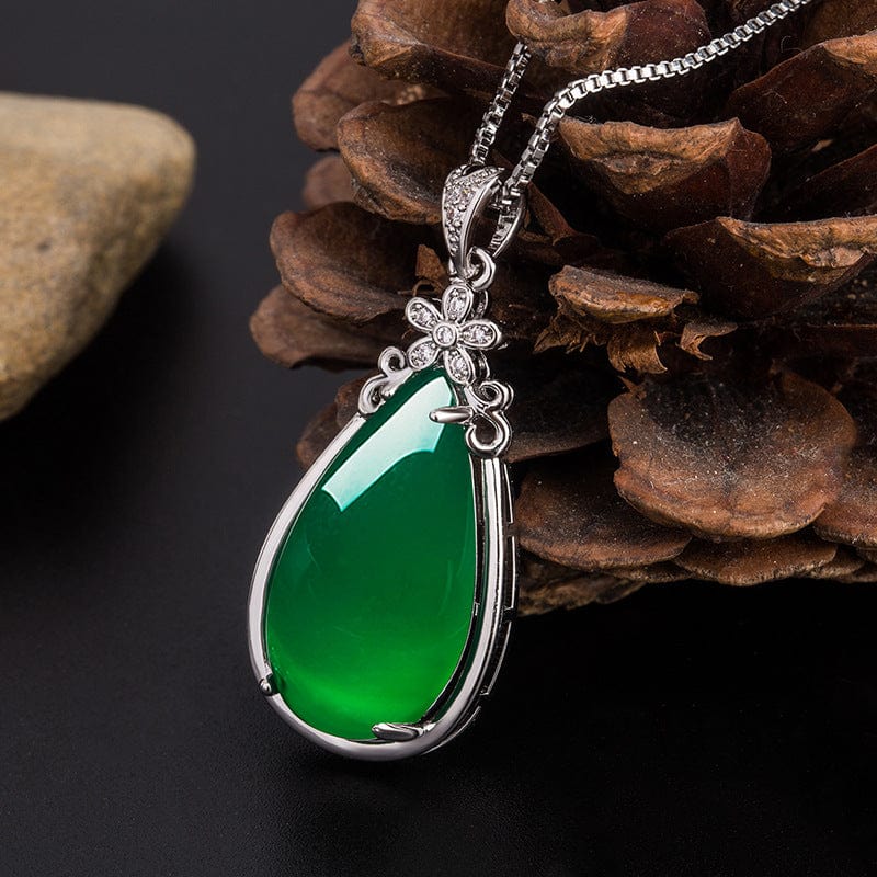 White GOLD&SILVER Island Silver color Emerald Pendant Necklace for Women Men Anillos Emerald Bizuteria Pierscionki Pendants Drop Ship