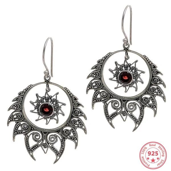 White GOLD&SILVER ISLAND Silver Color Garnet Earring Exaggerated Brincos Bizuteria Gemstone Mujer Topaz Style Drop Earring females