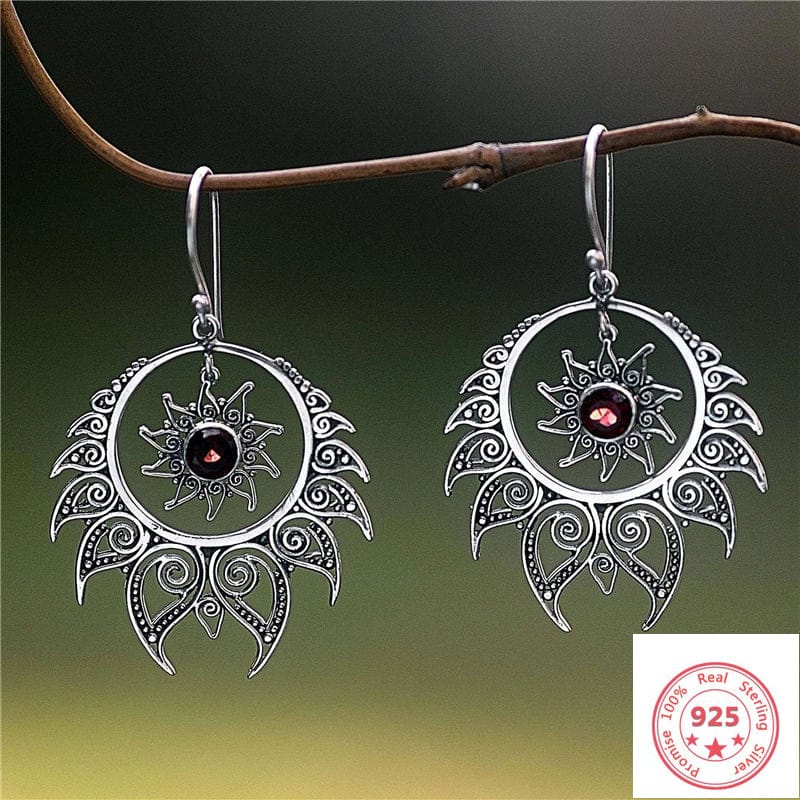 White GOLD&SILVER ISLAND Silver Color Garnet Earring Exaggerated Brincos Bizuteria Gemstone Mujer Topaz Style Drop Earring females
