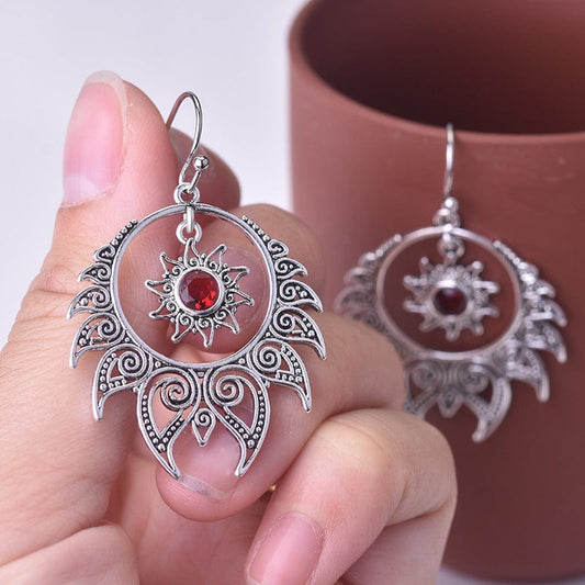 White GOLD&SILVER ISLAND Silver Color Garnet Earring Exaggerated Brincos Bizuteria Gemstone Mujer Topaz Style Drop Earring females
