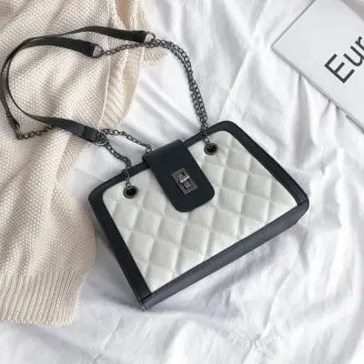 White M172 wholesale luxury pu leather women china school bag ladies fashion high capacity rhomboid chain handbags
