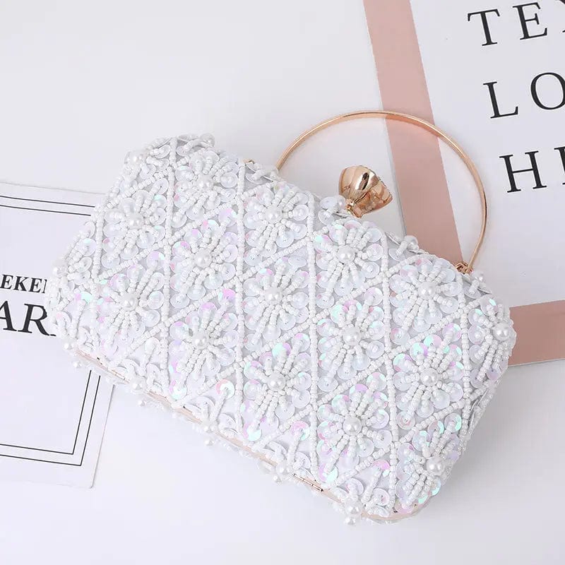 White New Designer Women Square Box Clutch Evening Armpit Bags Party Ladies Money Clutch Diamond Wedding Purse Beadedlaser Sequins Bag
