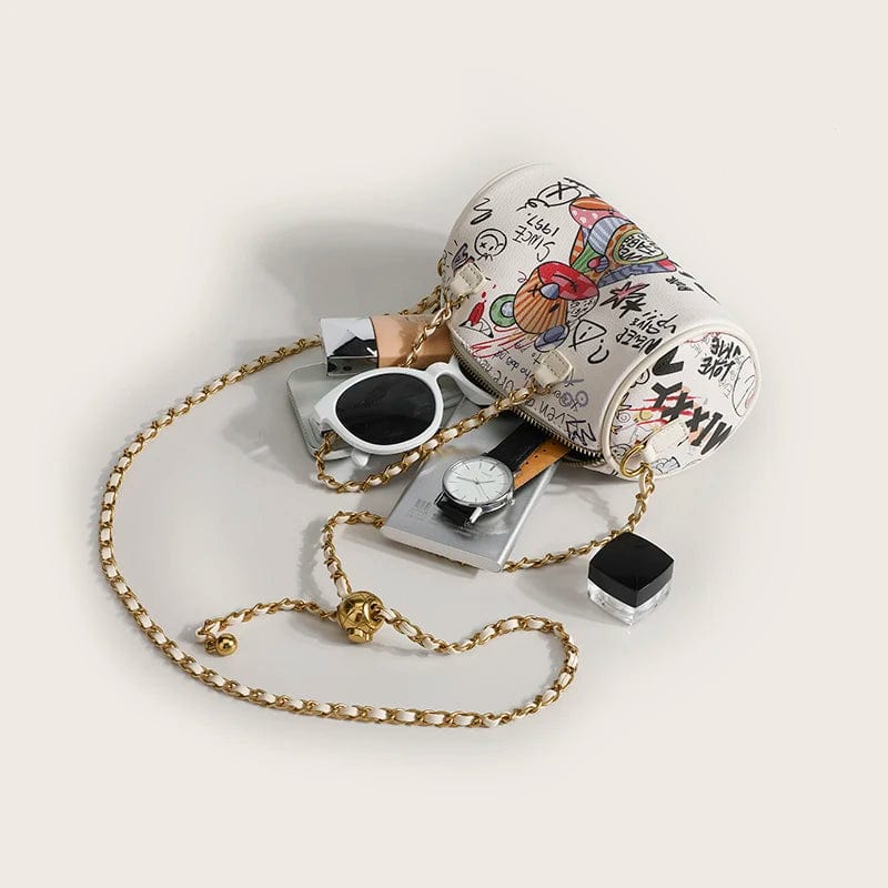 White New made children handbags hot sell ladies sling bag 2023 nice bear printing ladies graffiti handbags