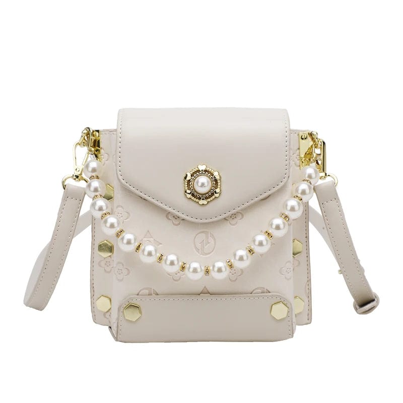 White new trendy fashion stylish phone handbag designer small hand bags pearl handle luxury mini handbags for women