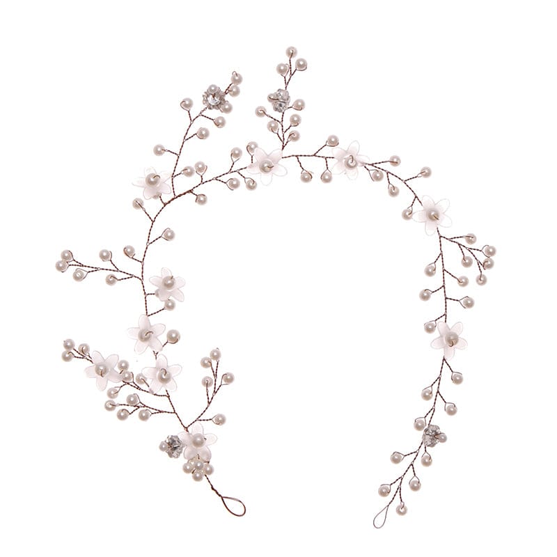 White Pearl Pink Star Flower Bridal Hair Band Accesorios Para Ninas