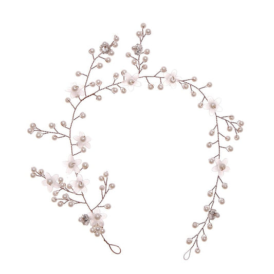 White Pearl Pink Star Flower Bridal Hair Band Accesorios Para Ninas