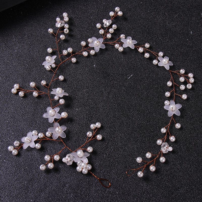 White Pearl Pink Star Flower Bridal Hair Band Accesorios Para Ninas