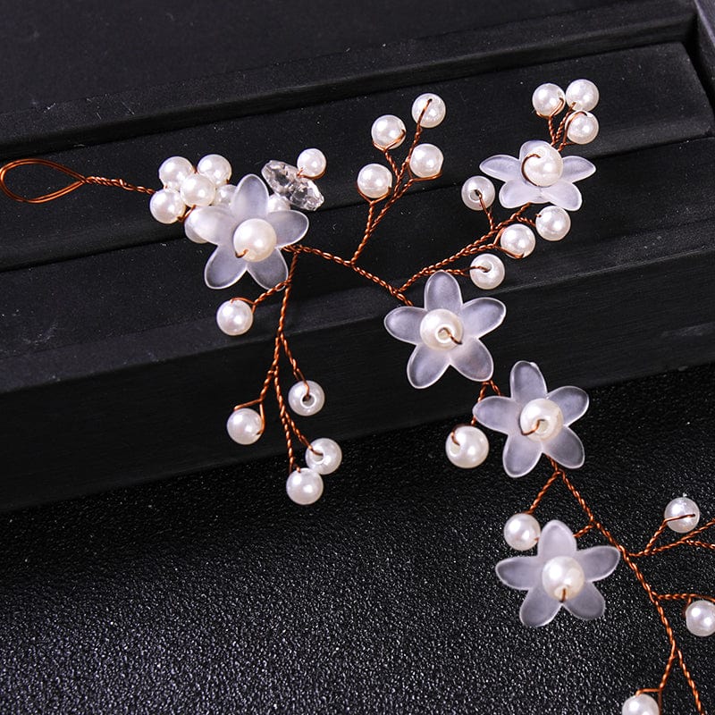 White Pearl Pink Star Flower Bridal Hair Band Accesorios Para Ninas