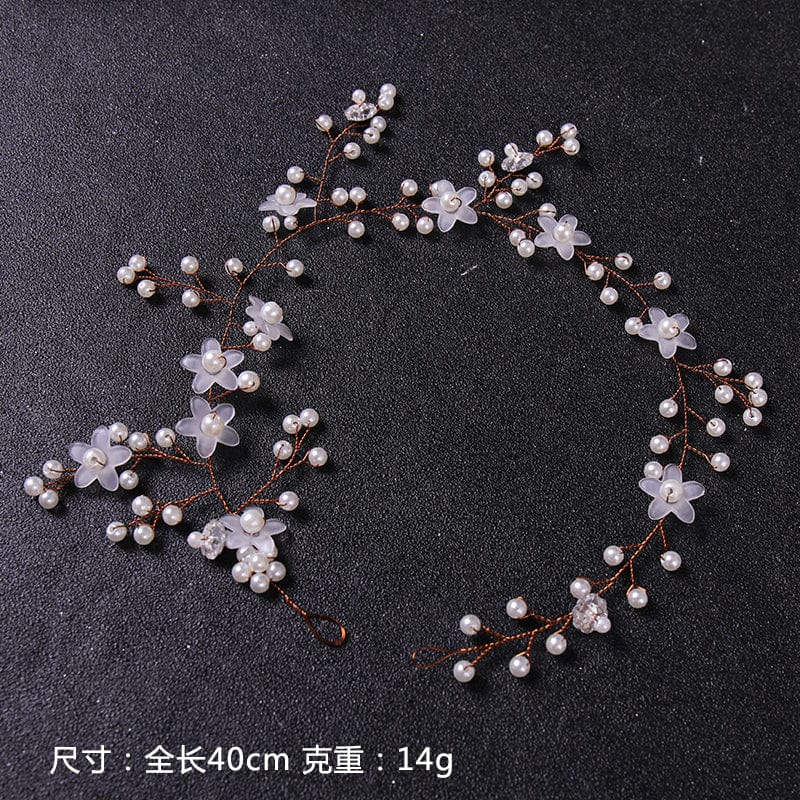 White Pearl Pink Star Flower Bridal Hair Band Accesorios Para Ninas