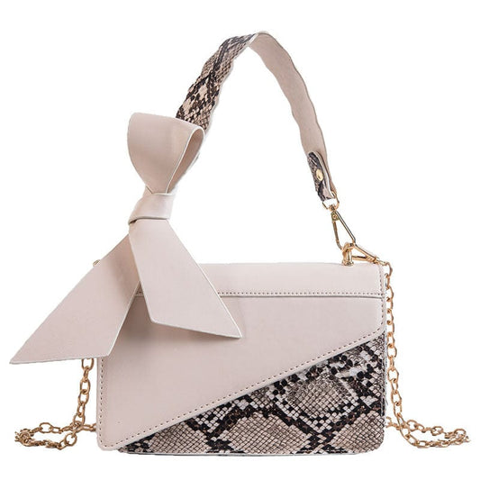 White Snake Skin Pattern Fashion Trends Ladies Bags Chain Crossbody Shoulder Purse Leather Snakeskin Handbags