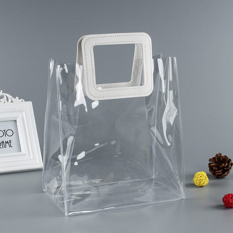 White Square hand-held 60 silk 28X25X15 PVC clear plastic packaging pouch waterproof packaging Tote Travel Toiletry Bags zipper bag pvc transparent duffel bag