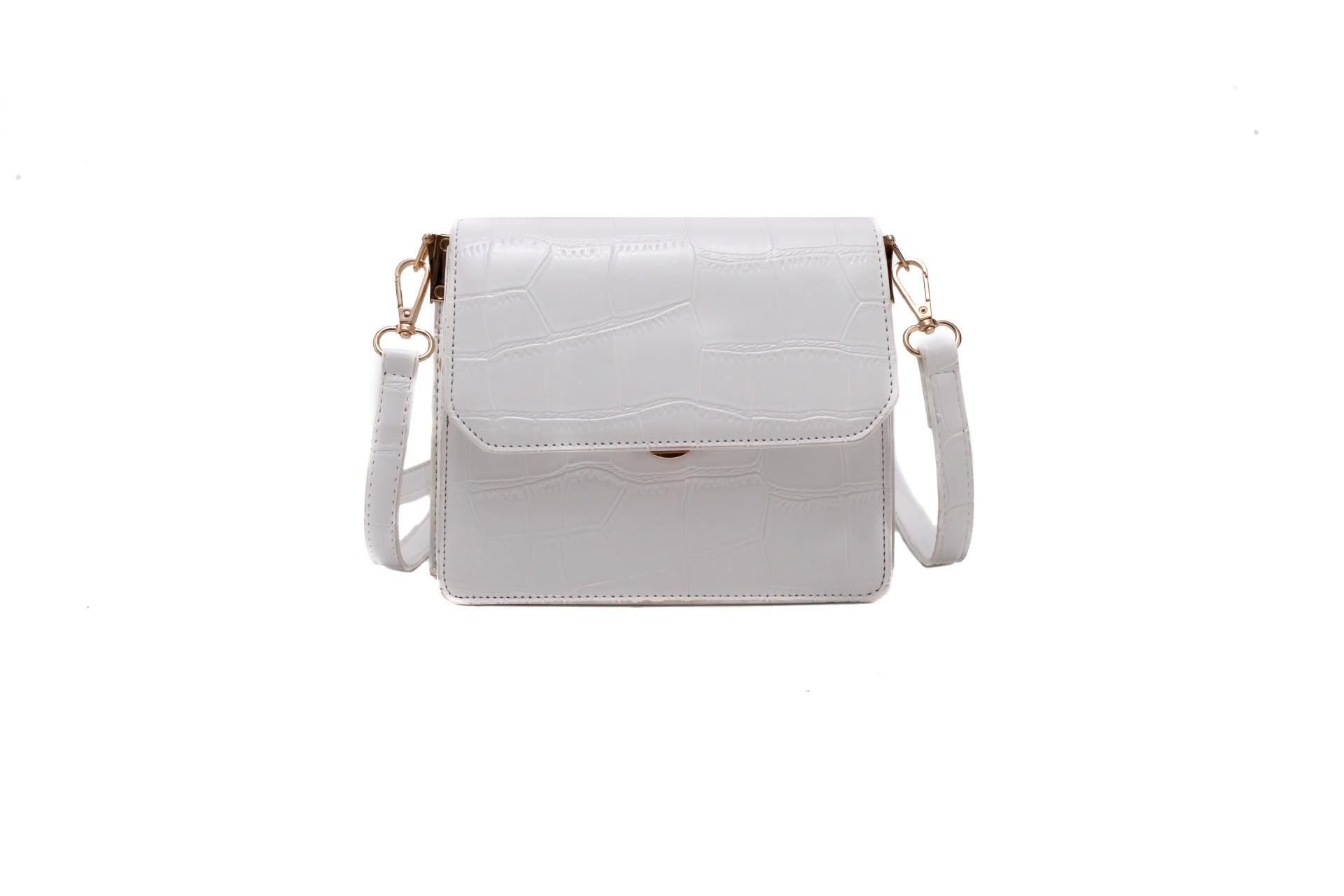 White Stone Pattern Cover Opening PU Leather Adjusted Shoulder Belt Small Summer Fashion Women Handbags
