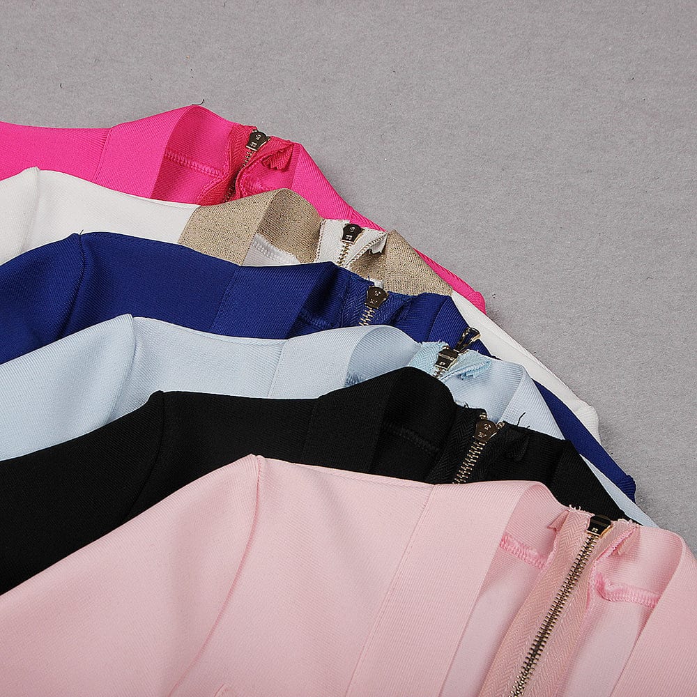 White Women Bandage Deep V-Neck Buttons Mini Dresses Office Long Sleeve Evening Party Clothing