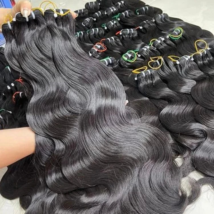 Wholesale 100% Raw Human Hair Bundles Cuticle Aligned Double Drawn Body Wave Raw hair bundlesVietnamese hair