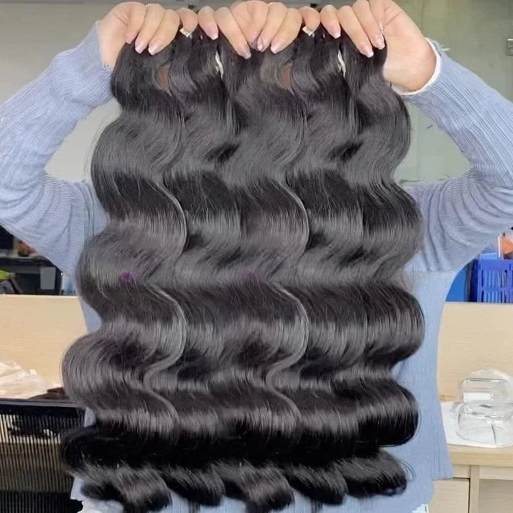 Wholesale 100% Raw Human Hair Bundles Cuticle Aligned Double Drawn Body Wave Raw hair bundlesVietnamese hair