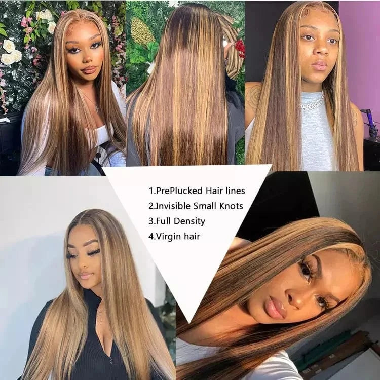 Wholesale 100% Virgin Brazilian Human Hair Frontal Highlight Wigs highlight lace front human hair wig