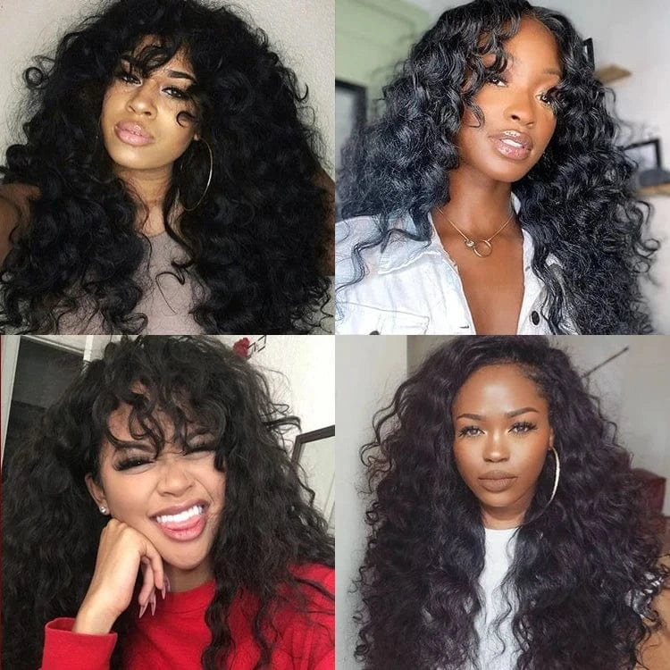 Wholesale 10a grade Pre plucked Natural Hair lines Virgin Brazilian  Remy Unprocessed bouncy curly loose deep wave Wig