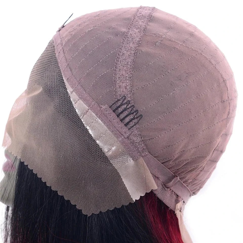 Wholesale 130% Density Burgundy Red Wigs 1b 99J Human Hair Vigin Brazilian Hair Lace Front Wig For Black Woman