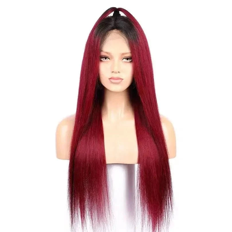 Wholesale 130% Density Burgundy Red Wigs 1b 99J Human Hair Vigin Brazilian Hair Lace Front Wig For Black Woman