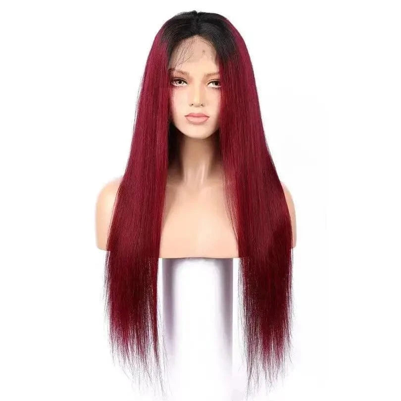 Wholesale 130% Density Burgundy Red Wigs 1b 99J Human Hair Vigin Brazilian Hair Lace Front Wig For Black Woman