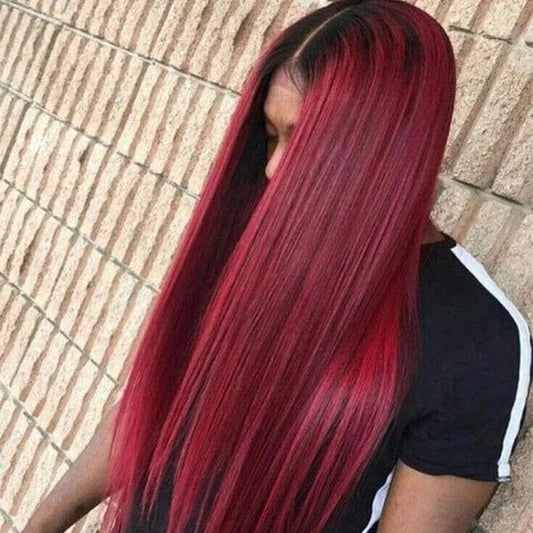 Wholesale 130% Density Burgundy Red Wigs 1b 99J Human Hair Vigin Brazilian Hair Lace Front Wig For Black Woman