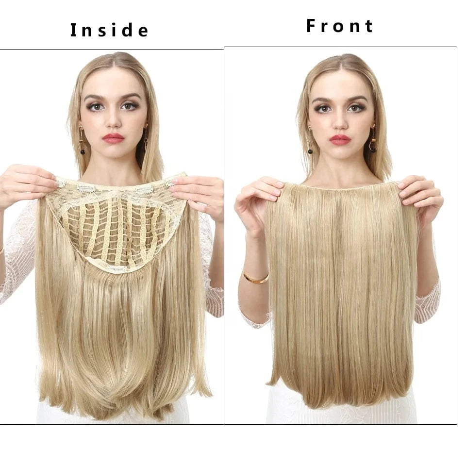 Wholesale 18 Inch Short Straight Natural Synthetic Bob Hair Extensions Clip In Wig 3/4 Half Wigs Invisible Upart U Part Wigs