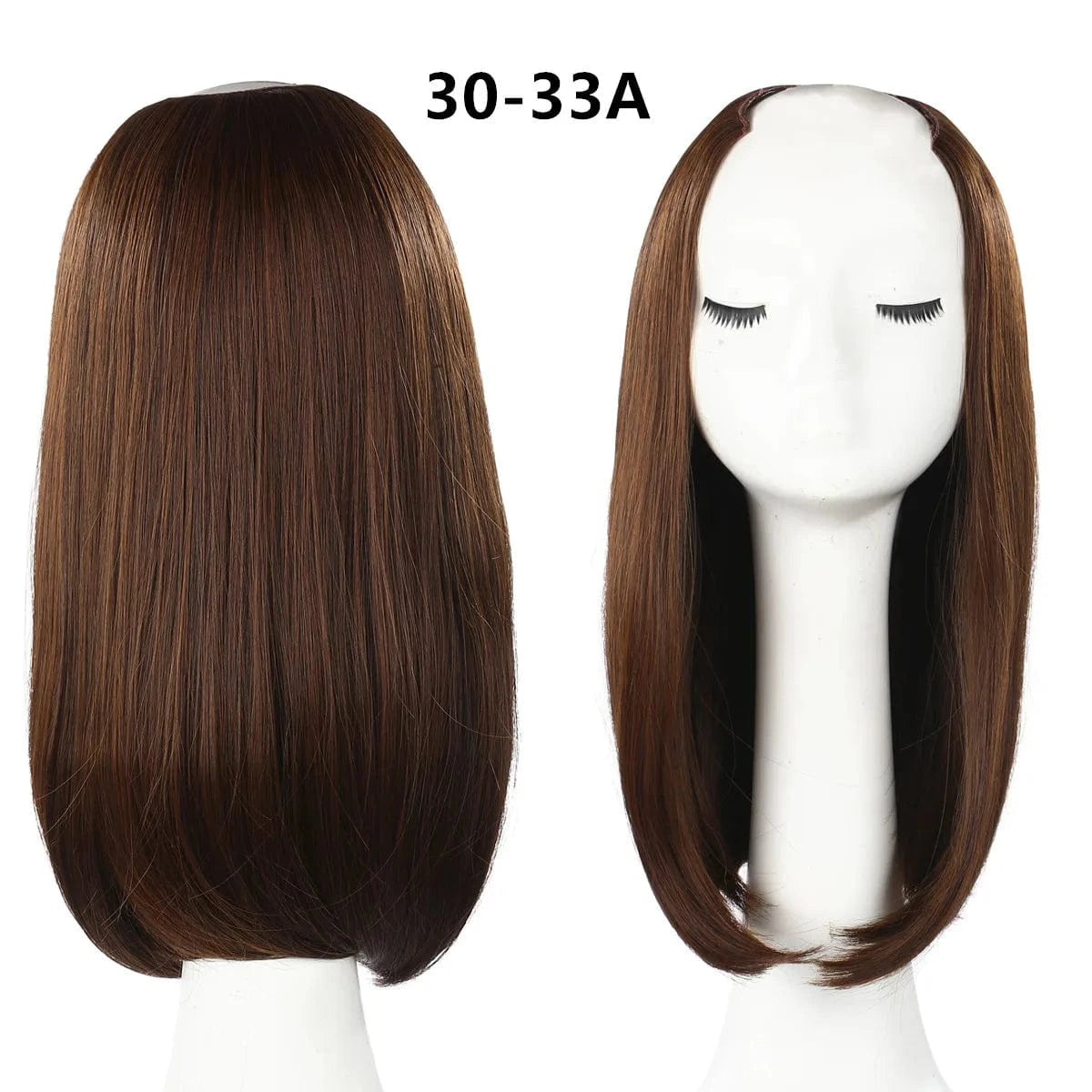 Wholesale 18 Inch Short Straight Natural Synthetic Bob Hair Extensions Clip In Wig 3/4 Half Wigs Invisible Upart U Part Wigs