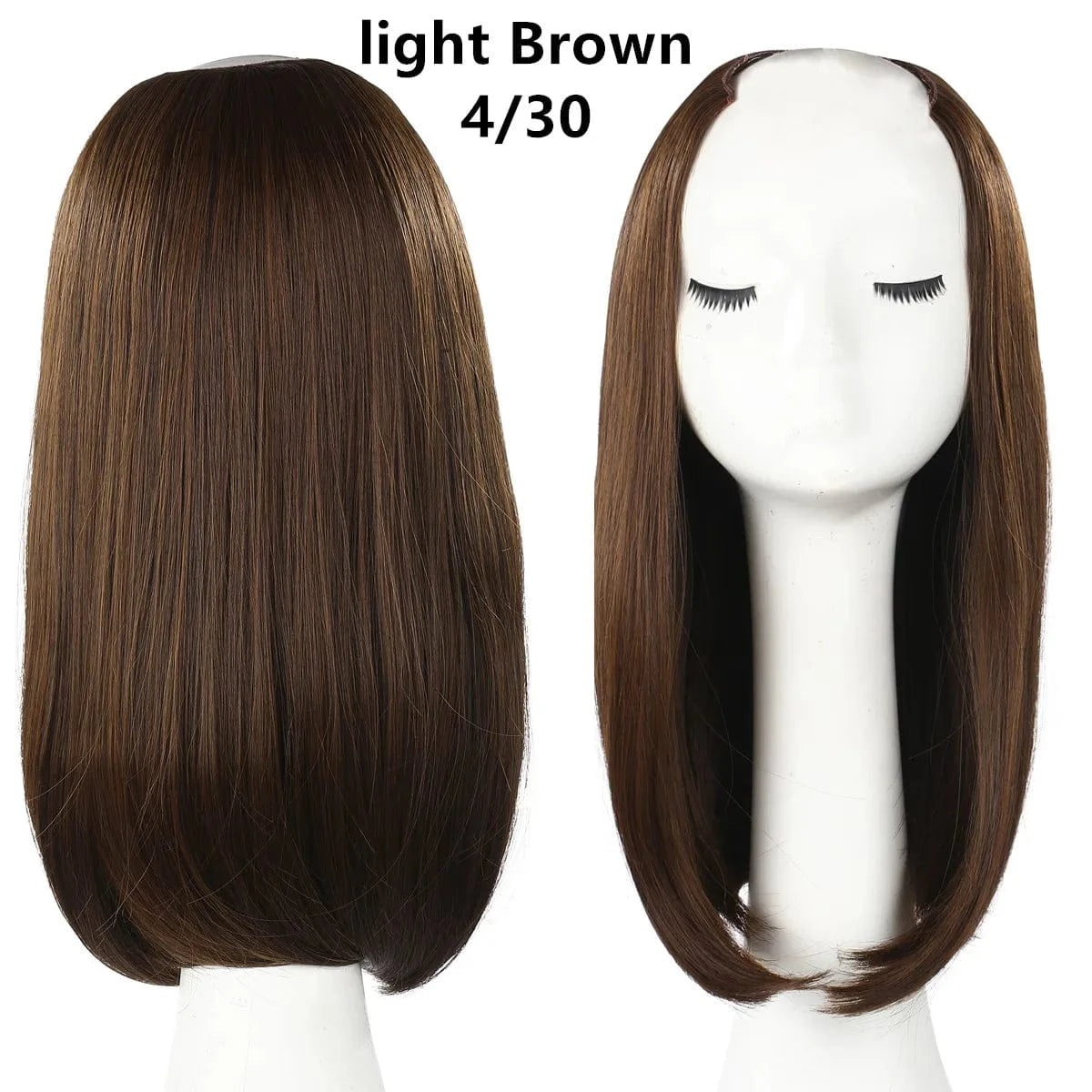Wholesale 18 Inch Short Straight Natural Synthetic Bob Hair Extensions Clip In Wig 3/4 Half Wigs Invisible Upart U Part Wigs