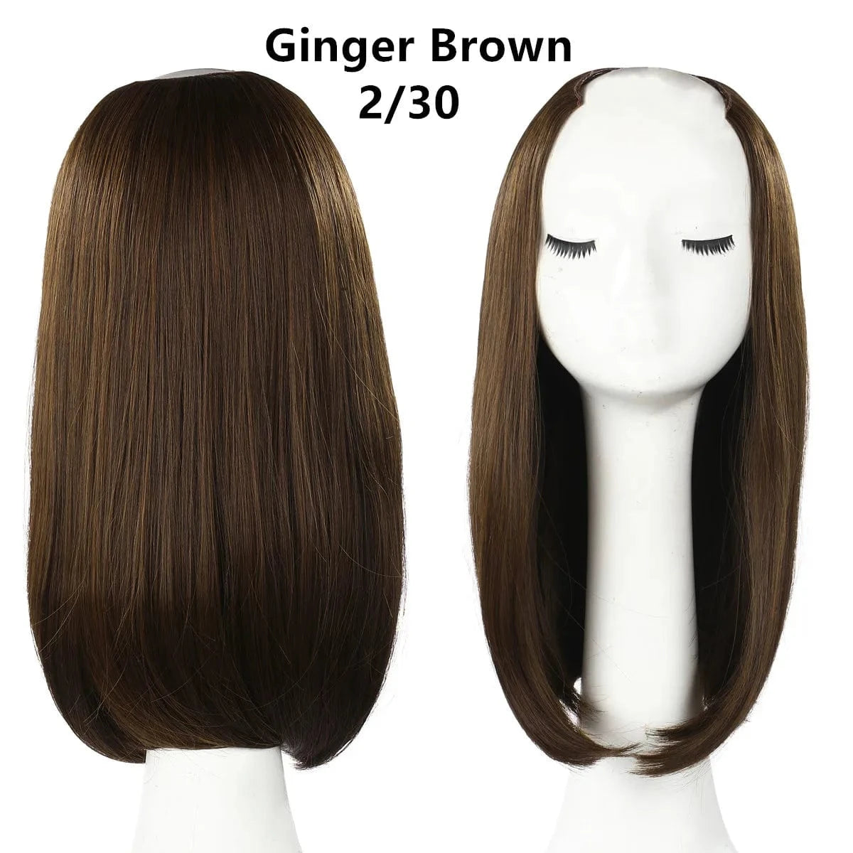 Wholesale 18 Inch Short Straight Natural Synthetic Bob Hair Extensions Clip In Wig 3/4 Half Wigs Invisible Upart U Part Wigs