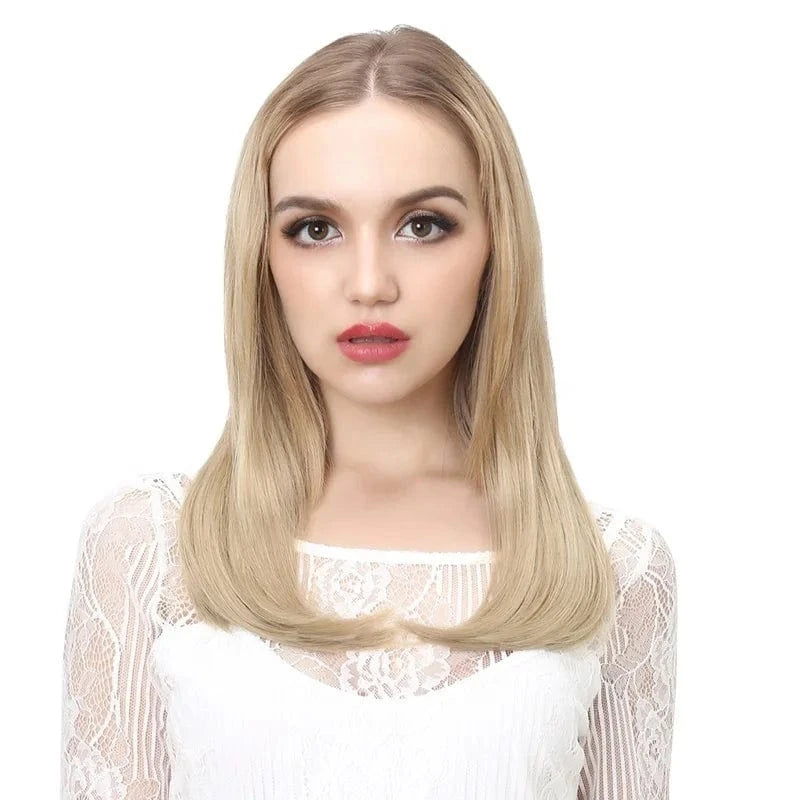 Wholesale 18 Inch Short Straight Natural Synthetic Bob Hair Extensions Clip In Wig 3/4 Half Wigs Invisible Upart U Part Wigs